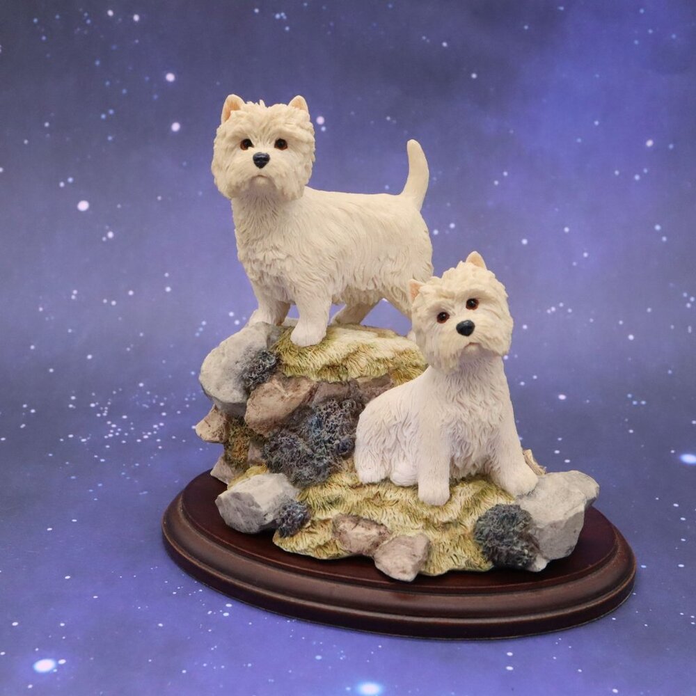 Sherratt & Simpson Westie Dog Figurine West Highland Terriers on Rocks w/ base - Picture 1 of 12